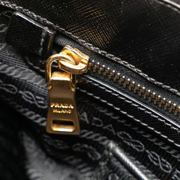 Pre-owned Prada Large Saffiano Lux Galleria Double Zip Tote Black