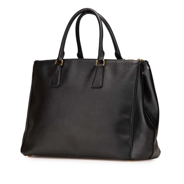 Pre-owned Prada Large Saffiano Lux Galleria Double Zip Tote Black