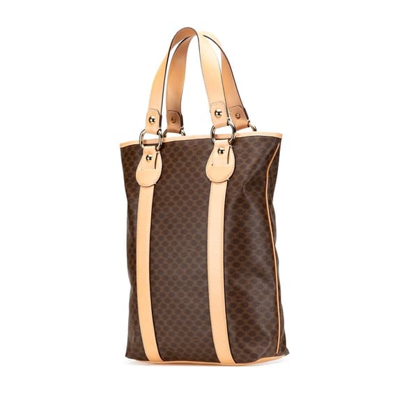 Pre-owned Celine Macadam Coated Canvas Vertical Tote Brown