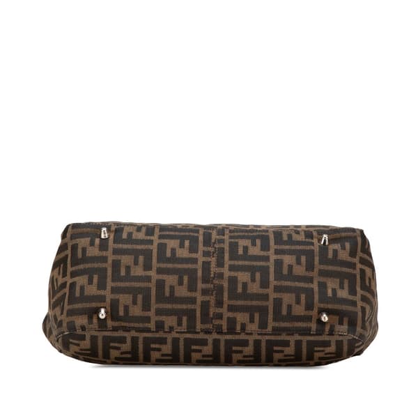 Pre-owned Fendi Small Zucca Canvas Twins Tote Brown