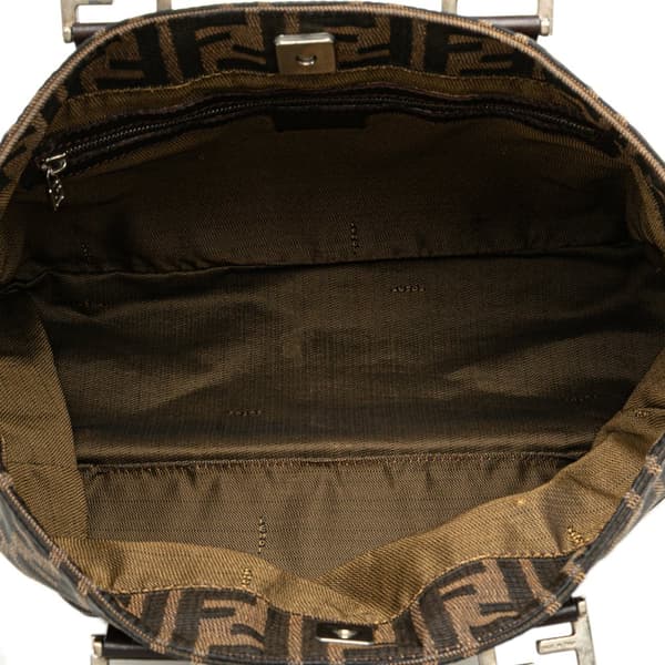 Pre-owned Fendi Small Zucca Canvas Twins Tote Brown