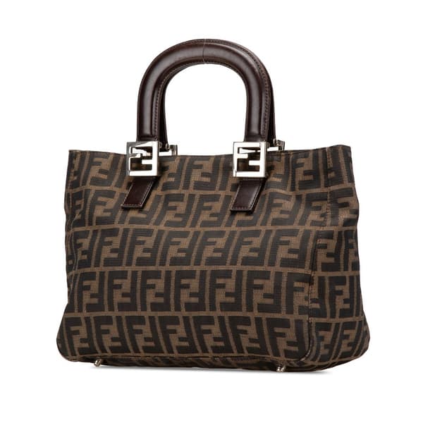 Pre-owned Fendi Small Zucca Canvas Twins Tote Brown