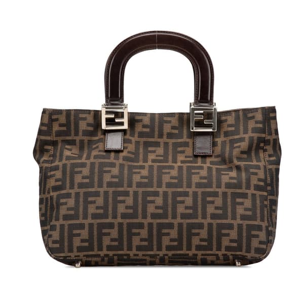 Pre-owned Fendi Small Zucca Canvas Twins Tote Brown