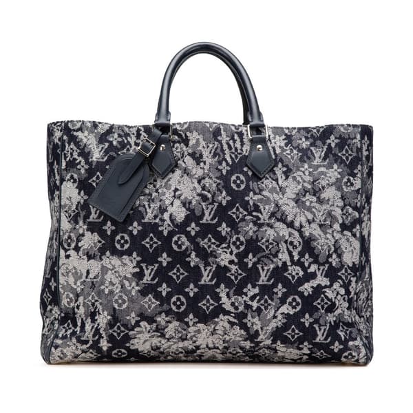 Pre-owned Louis Vuitton Monogram Tapestry Grand Sac Blue