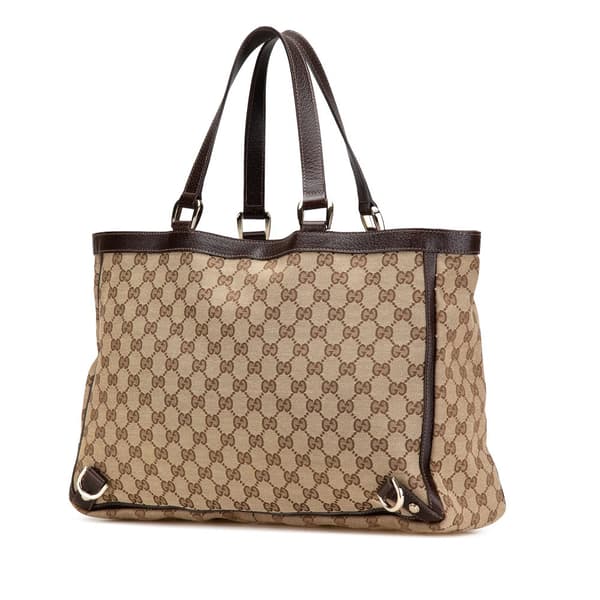 Pre-owned Gucci GG Canvas Abbey D Ring Tote Brown
