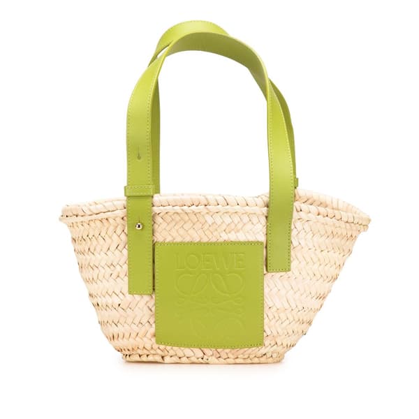 Pre-owned LOEWE Small Raffia Basket Tote Brown