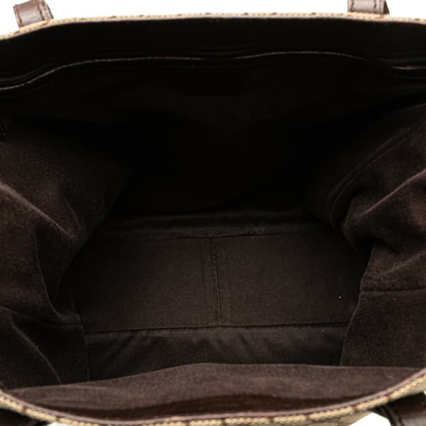 Pre-owned Gucci GG Canvas Bamboo Tote Gray