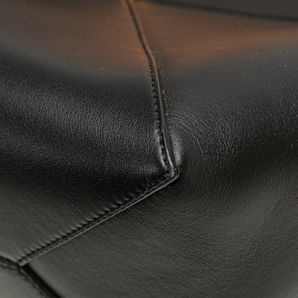 Pre-owned LOEWE Medium Bicolor Calfskin Puzzle Fold Tote Black