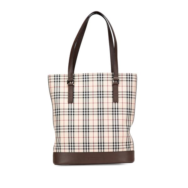 Pre-owned Burberry House Check Canvas Tote Brown
