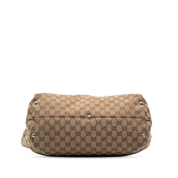 Pre-owned Gucci GG Canvas Icon Bit Tote Brown