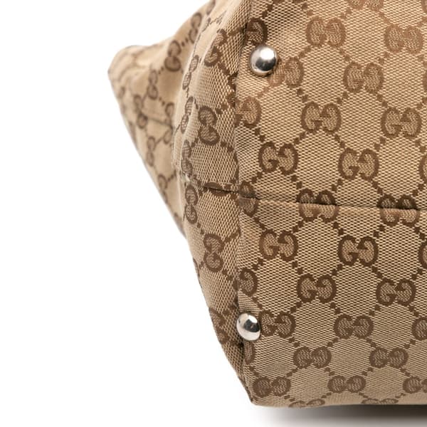 Pre-owned Gucci GG Canvas Icon Bit Tote Brown