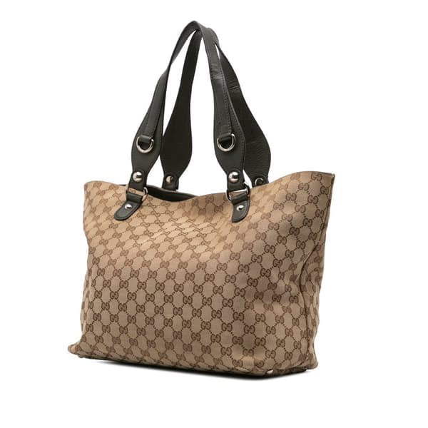 Pre-owned Gucci GG Canvas Icon Bit Tote Brown