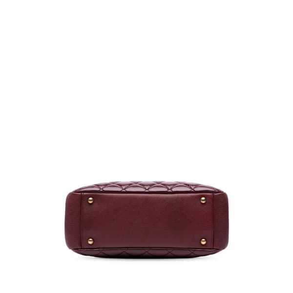 Pre-owned Chanel Paris Salzburg Small Patent and Goatskin CC Eyelet Tote Red