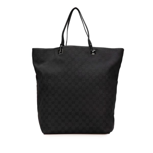 Pre-owned Gucci Large GG Canvas Shopper Tote Black
