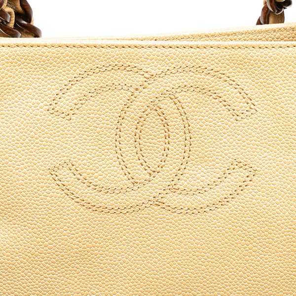 Pre-owned Chanel CC Caviar Chain Tote Brown