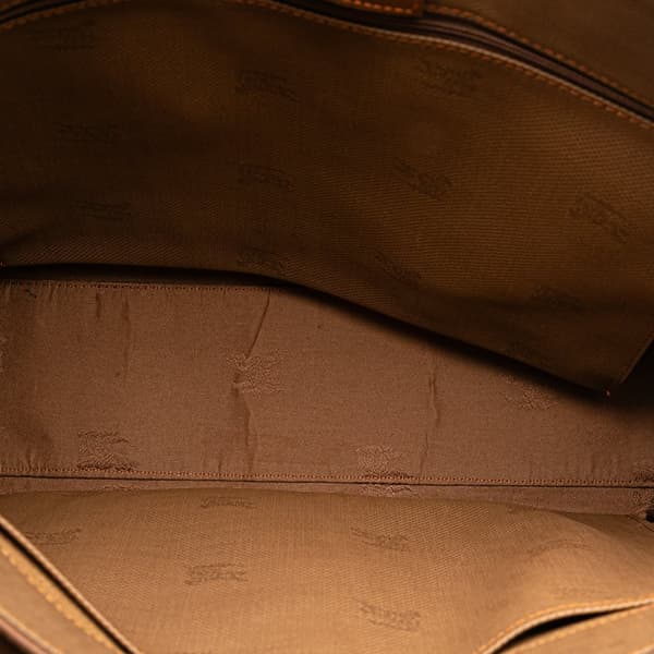 Pre-owned Burberry Haymarket Check Canvas Tote Brown