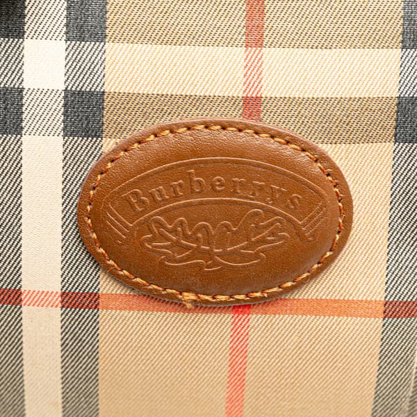 Pre-owned Burberry Haymarket Check Canvas Tote Brown
