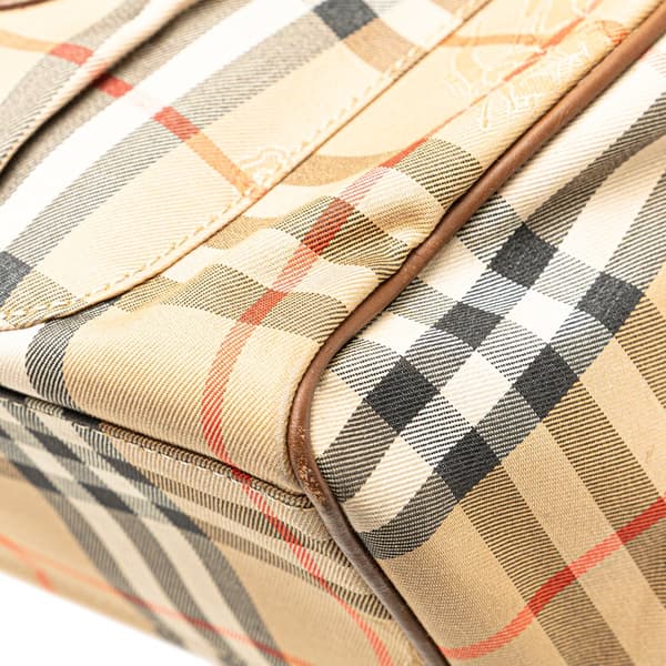 Pre-owned Burberry Haymarket Check Canvas Tote Brown