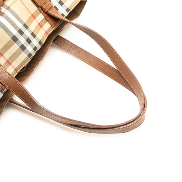 Pre-owned Burberry Haymarket Check Canvas Tote Brown