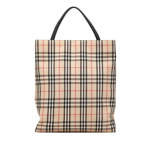 Pre-owned Burberry House Check Canvas Tote Brown