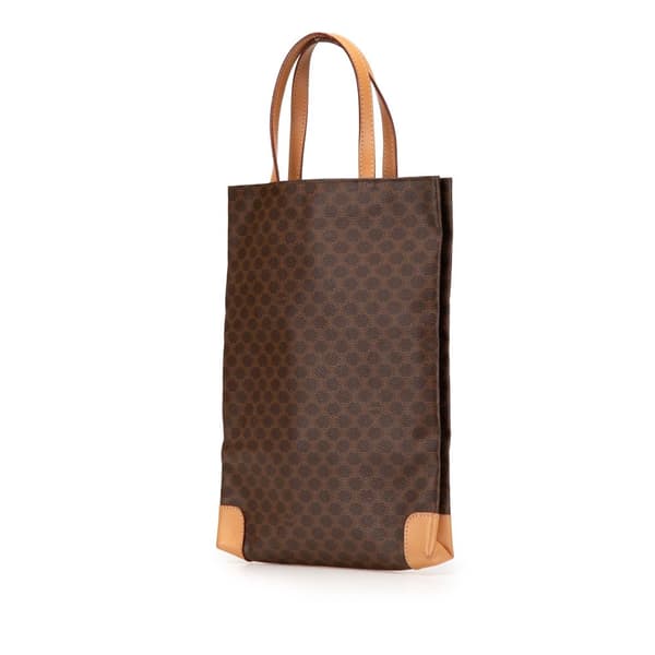 Pre-owned Celine Macadam Coated Canvas Tote Brown