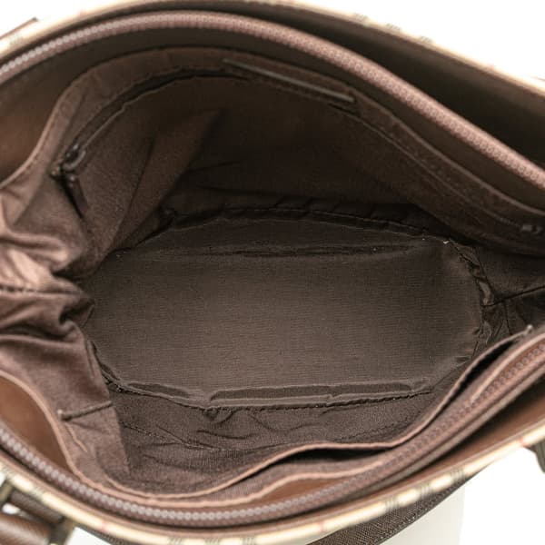 Pre-owned Burberry House Check Coated Canvas Bucket Tote Brown