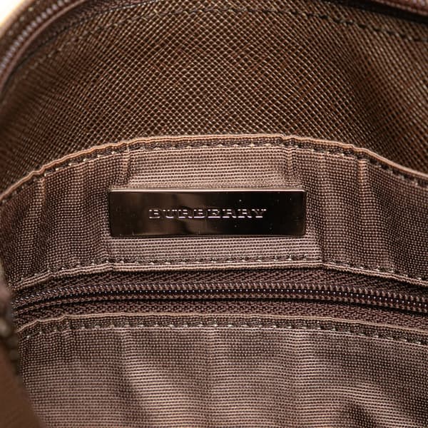 Pre-owned Burberry House Check Coated Canvas Bucket Tote Brown