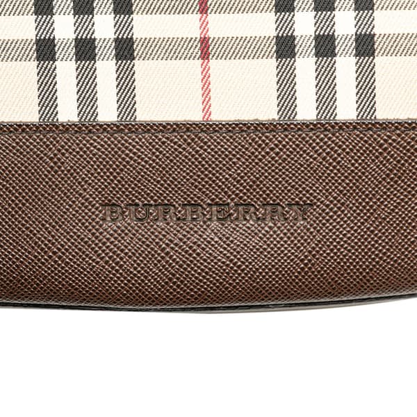 Pre-owned Burberry House Check Coated Canvas Bucket Tote Brown