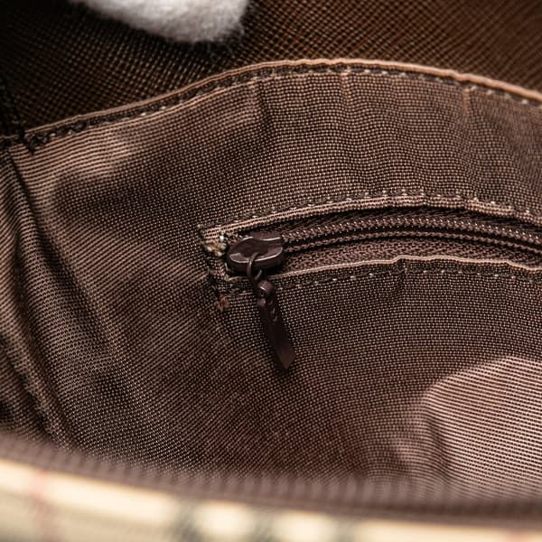 Pre-owned Burberry House Check Coated Canvas Bucket Tote Brown