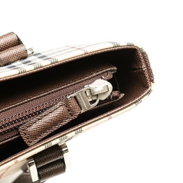 Pre-owned Burberry House Check Coated Canvas Bucket Tote Brown