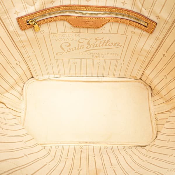 Pre-owned Louis Vuitton Damier Azur Neverfull MM White