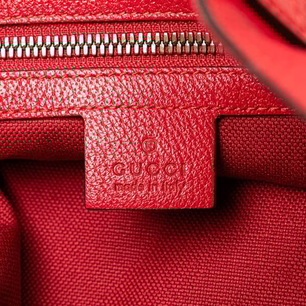 Pre-owned Gucci Canvas Sylvie Baiadera Tote Red