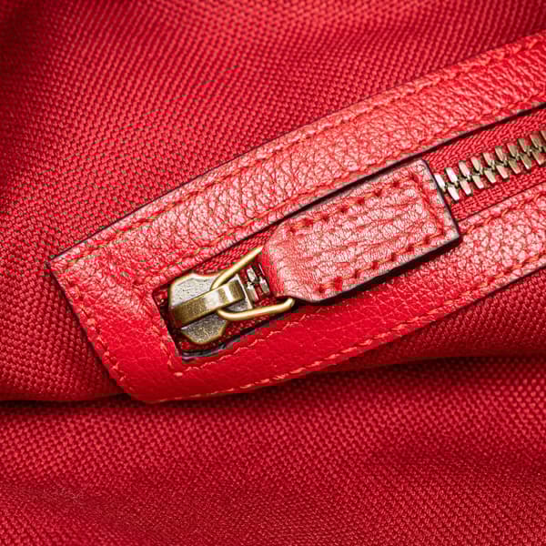 Pre-owned Gucci Canvas Sylvie Baiadera Tote Red