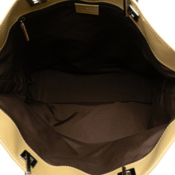 Pre-owned Gucci GG Canvas Web Bucket Tote Brown