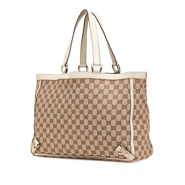 Pre-owned Gucci GG Canvas Abbey D Ring Tote Brown