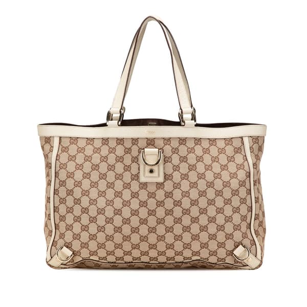Pre-owned Gucci GG Canvas Abbey D Ring Tote Brown