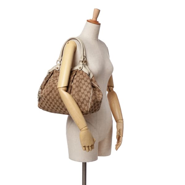 Pre-owned Gucci Medium GG Canvas Sukey Tote Brown