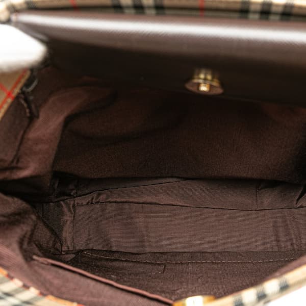 Pre-owned Burberry Haymarket Check Canvas Tote Brown