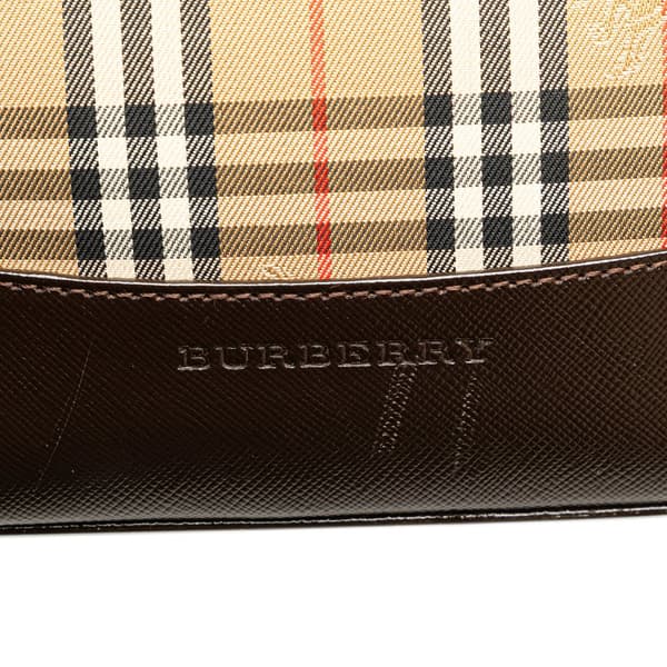 Pre-owned Burberry Haymarket Check Canvas Tote Brown