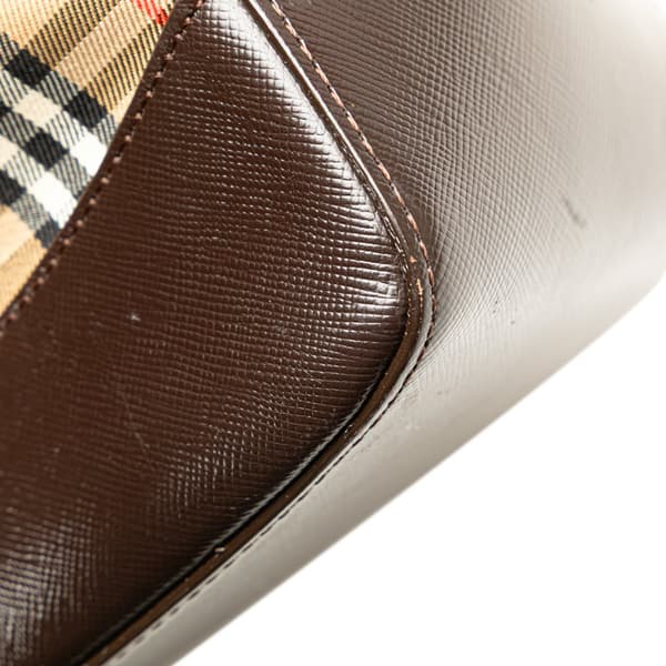 Pre-owned Burberry Haymarket Check Canvas Tote Brown