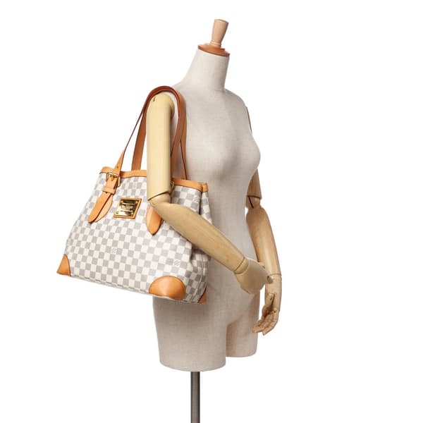 Pre-owned Louis Vuitton Damier Azur Hampstead MM White