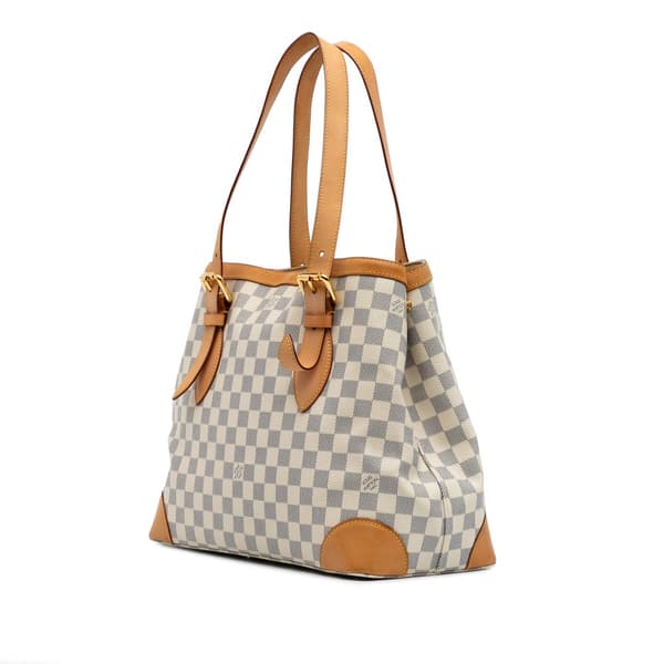 Pre-owned Louis Vuitton Damier Azur Hampstead MM White