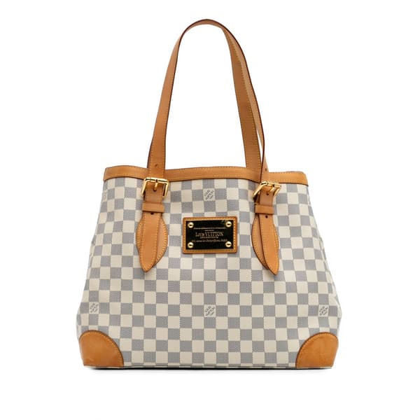 Pre-owned Louis Vuitton Damier Azur Hampstead MM White