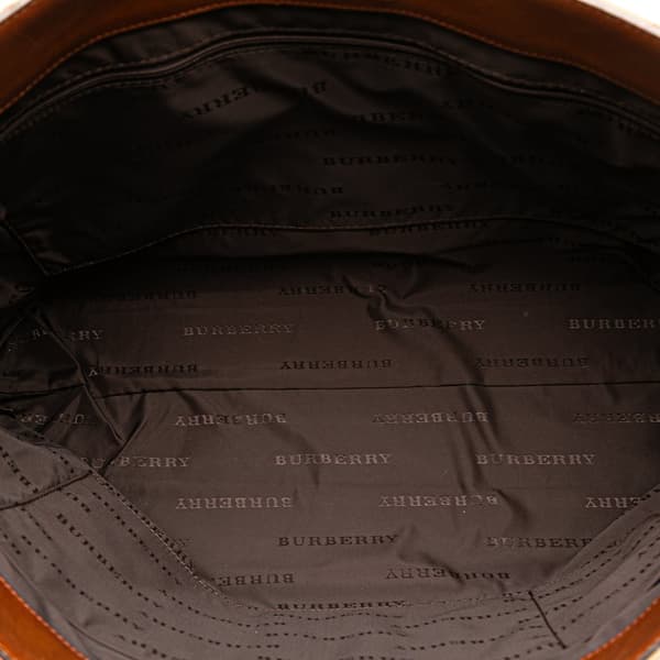 Pre-owned Burberry Haymarket Check Canvas Tote Brown