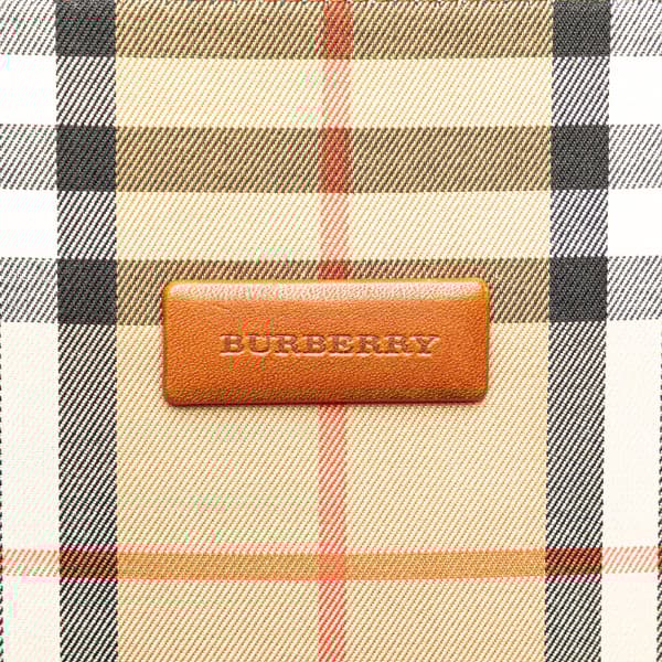Pre-owned Burberry Haymarket Check Canvas Tote Brown