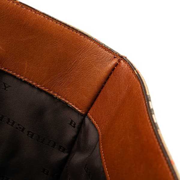Pre-owned Burberry Haymarket Check Canvas Tote Brown