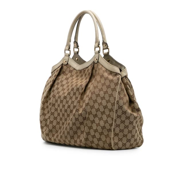 Pre-owned Gucci Large GG Canvas Sukey Tote Brown