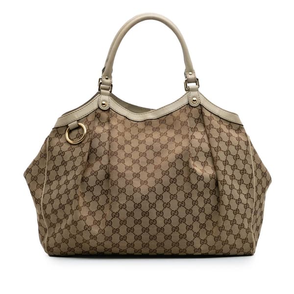 Pre-owned Gucci Large GG Canvas Sukey Tote Brown