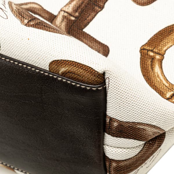 Pre-owned Gucci Printed Canvas Horsebit Tote White
