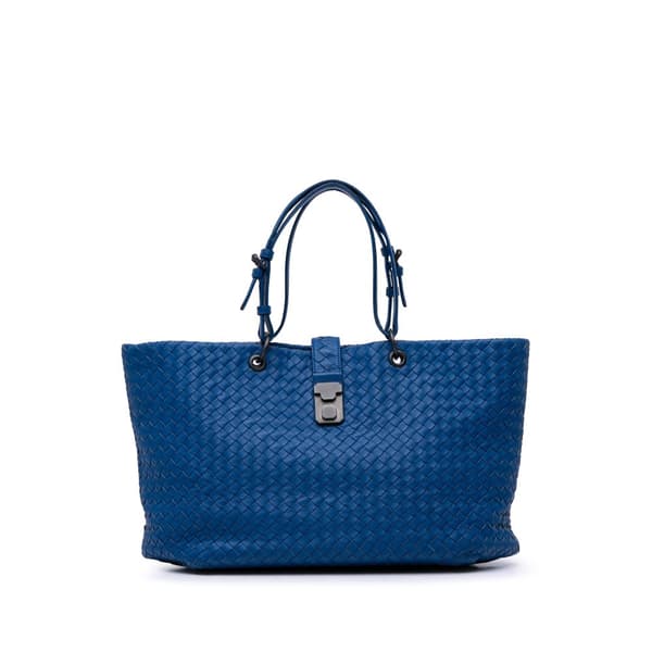 Pre-owned Bottega Veneta Large Nappa Intrecciato Capri Tote Blue